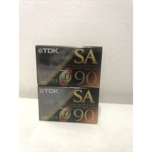 Lot of 2 TDK SA 90 Blank Audio Cassette Tapes 90min High Bias Type II New Sealed - Picture 1 of 11